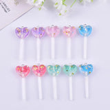 10pcs Glitter Heart Lollipop Resin Charms for DIY Jewelry