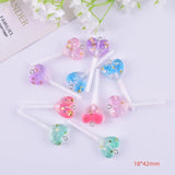 10pcs Glitter Heart Lollipop Resin Charms for DIY Jewelry