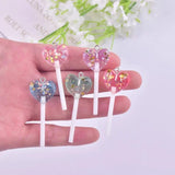10pcs Glitter Heart Lollipop Resin Charms for DIY Jewelry