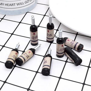 10pcs 3D Wine Bottle Resin Charms Funny Drink Earring Keychain DIY Crafts