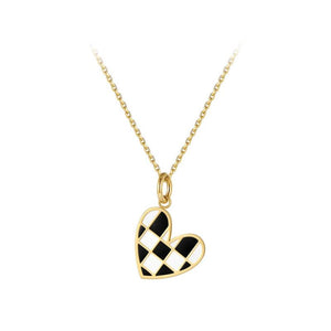 Kpop Grid Heart Necklace Pendant Stainless Steel P213278
