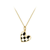 Kpop Grid Heart Necklace Pendant Stainless Steel P213278