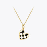 Kpop Grid Heart Necklace Pendant Stainless Steel P213278