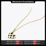Kpop Grid Heart Necklace Pendant Stainless Steel P213278