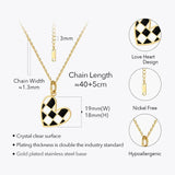 Kpop Grid Heart Necklace Pendant Stainless Steel P213278