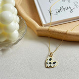 Kpop Grid Heart Necklace Pendant Stainless Steel P213278