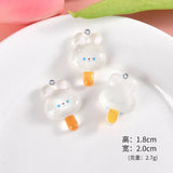 10Pcs Glow in the Dark Rabbit Ice Cream Resin Charms Pendant DIY Craft Accessori
