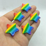 10pcs Resin Heart Charms Rainbow Pendants for DIY Jewelry Making