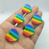 10pcs Resin Heart Charms Rainbow Pendants for DIY Jewelry Making