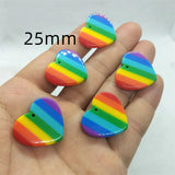 10pcs Resin Heart Charms Rainbow Pendants for DIY Jewelry Making