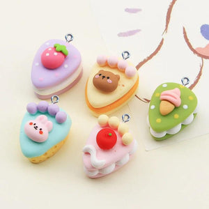 10Pcs Bear Rabbit Cake Resin Charms Pendants for Jewelry Making DIY