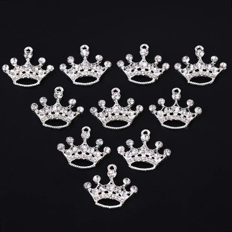 10Pcs Alloy Crystal Crown Charms DIY Craft Jewelry Making Decoration