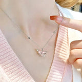925 Silver Star Heart Y2K Necklace Pink Zircon Choker Jewelry Gift