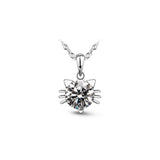 925 Sterling Silver Cat Necklace with Zircon Purple for Women