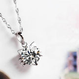 925 Sterling Silver Cat Necklace with Zircon Purple for Women