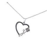 925 Silver Heart Pendant Necklace Zircon Clavicular Chain Jewelry
