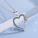 925 Silver Heart Pendant Necklace Zircon Clavicular Chain Jewelry