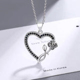 925 Silver Heart Pendant Necklace Zircon Clavicular Chain Jewelry