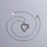 925 Silver Heart Pendant Necklace Zircon Clavicular Chain Jewelry
