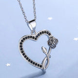 925 Silver Heart Pendant Necklace Zircon Clavicular Chain Jewelry