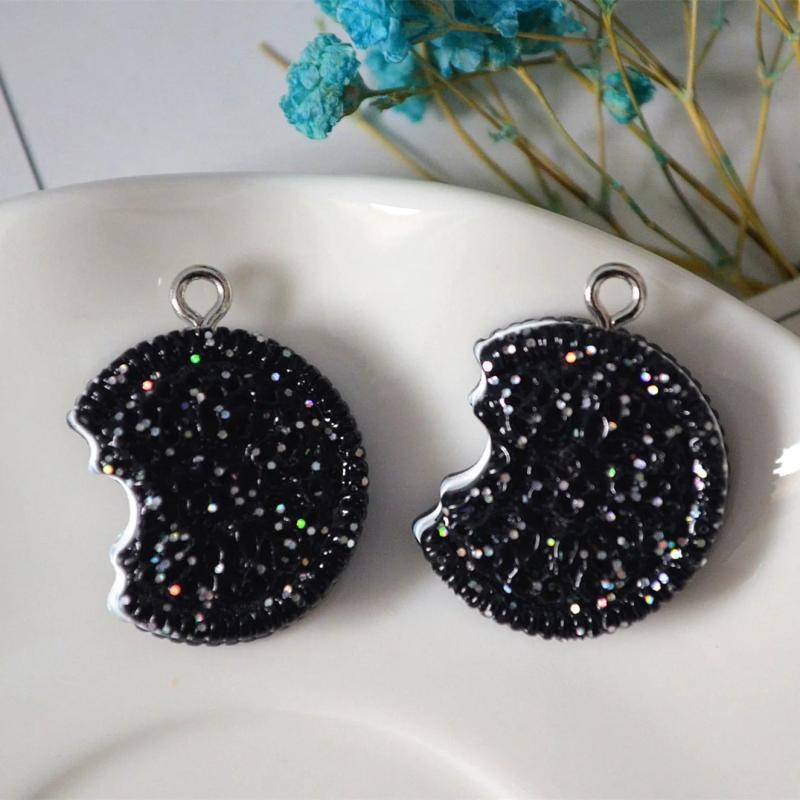 10pcs Cookies Food Resin Charms Pendant for DIY Jewelry Making