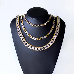 18K Plated Chains Necklace For Men Cuban Link Stainless Steel
