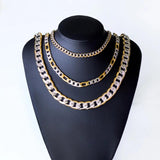 18K Plated Chains Necklace For Men Cuban Link Stainless Steel