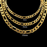 18K Plated Chains Necklace For Men Cuban Link Stainless Steel
