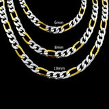 18K Plated Chains Necklace For Men Cuban Link Stainless Steel