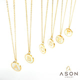 Vintage Initial 26 Letters A-Z Shell Pendant Necklace Stainless Steel
