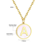 Vintage Initial 26 Letters A-Z Shell Pendant Necklace Stainless Steel