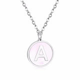 Vintage Initial 26 Letters A-Z Shell Pendant Necklace Stainless Steel
