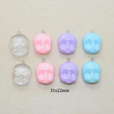 6pcs Graffiti Baby Face Resin Charms Funny Dollface Earring Keychain Pendant