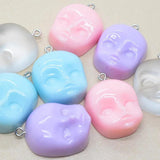 6pcs Graffiti Baby Face Resin Charms Funny Dollface Earring Keychain Pendant