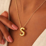 Chunky Alphabet Balloon Bubble Initial Letter Necklace