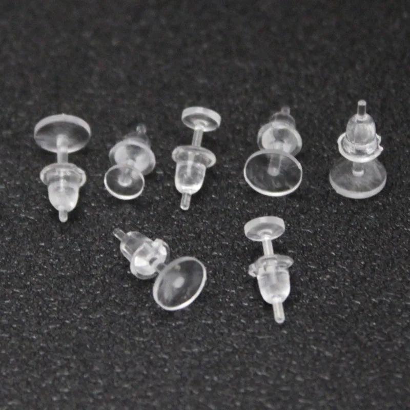 50Pcs Plastic Silicone Earring Base Pins Stud Retainer for DIY Findings