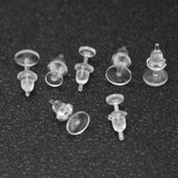 50Pcs Plastic Silicone Earring Base Pins Stud Retainer for DIY Findings