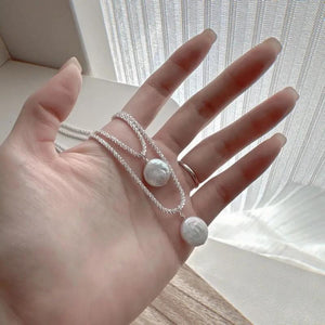 S925 Silver Baroque Pearl Pendant Flash Necklace NK158
