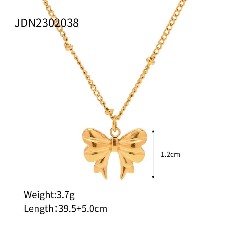 Uworld Bow Pendant Necklace for Women Stainless Steel Charm Jewelry