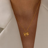 Uworld Bow Pendant Necklace for Women Stainless Steel Charm Jewelry