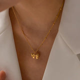 Uworld Bow Pendant Necklace for Women Stainless Steel Charm Jewelry