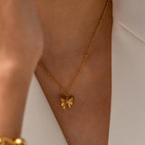 Uworld Bow Pendant Necklace for Women Stainless Steel Charm Jewelry