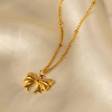 Uworld Bow Pendant Necklace for Women Stainless Steel Charm Jewelry