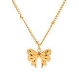 Uworld Bow Pendant Necklace for Women Stainless Steel Charm Jewelry