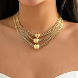 Gothic Layered Ball Choker Necklace Punk Chunky Chain Grunge Jewelry