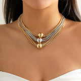 Gothic Layered Ball Choker Necklace Punk Chunky Chain Grunge Jewelry