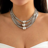 Gothic Layered Ball Choker Necklace Punk Chunky Chain Grunge Jewelry