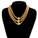 Gothic Layered Ball Choker Necklace Punk Chunky Chain Grunge Jewelry