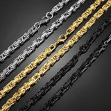 Stainless Steel Byzantine Chain King Chain Necklace Men's Punk Domineering