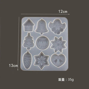 Christmas Bell Snowflake Elk Keychain Silicone Mold